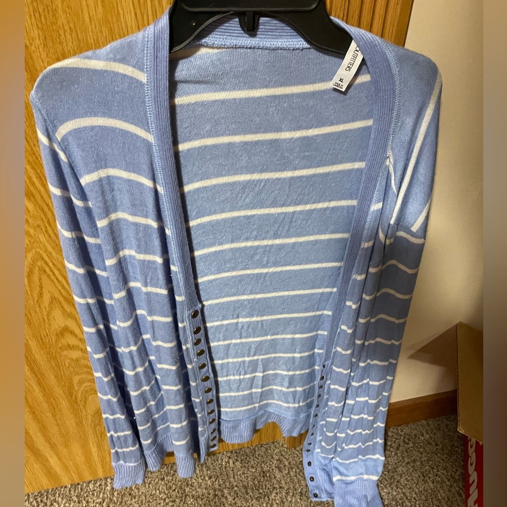 Snap cardigan blue stripes, new